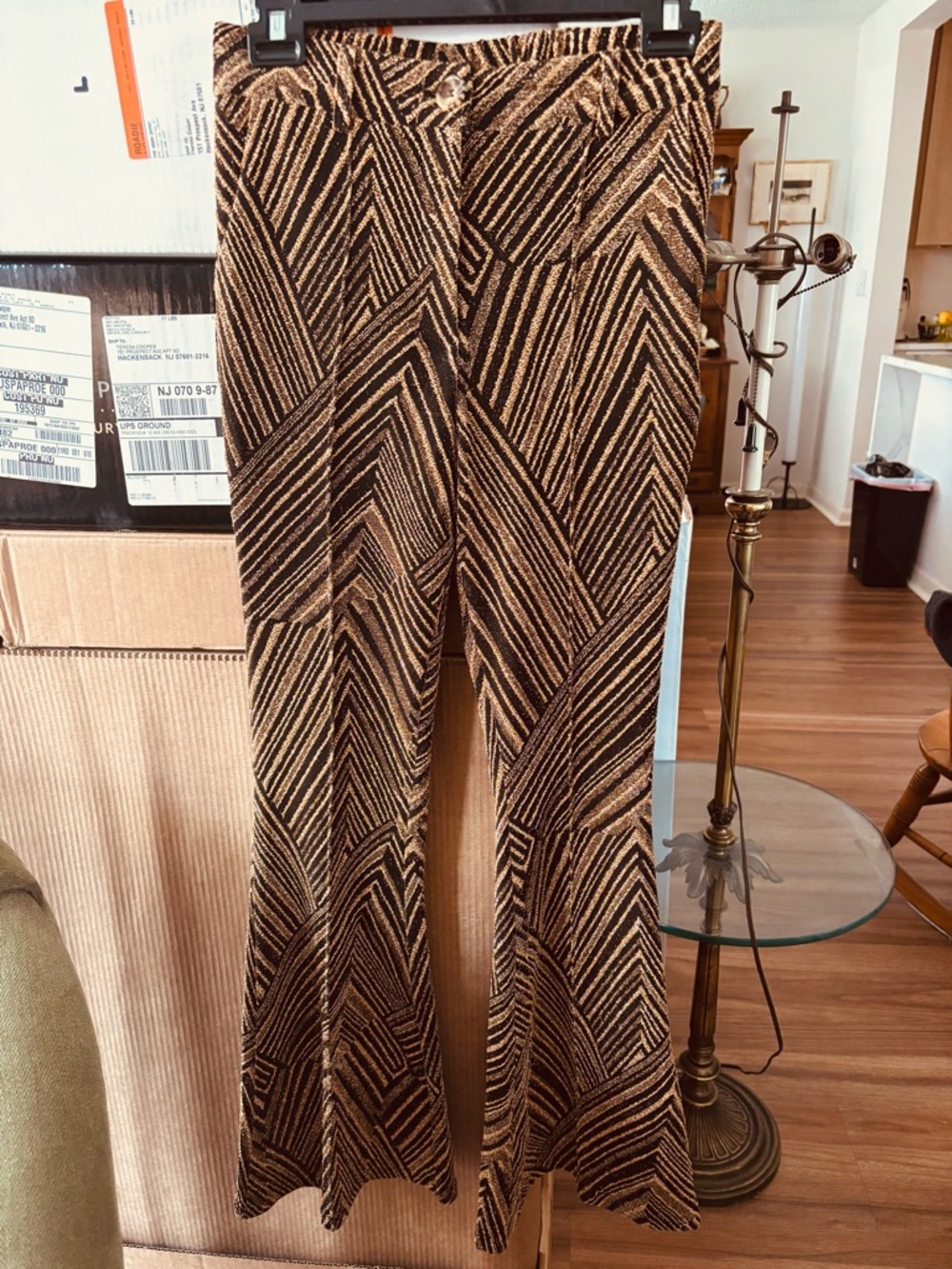 NKN Nekane Gara Pant with Gold Lurex. Flared Bottom. Spanish Brand. Medium - Picture 8 of 9